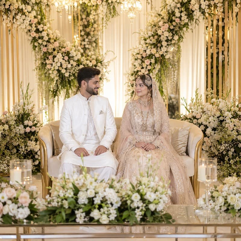 Firoz and Sana on their wedding day at nikah celebration