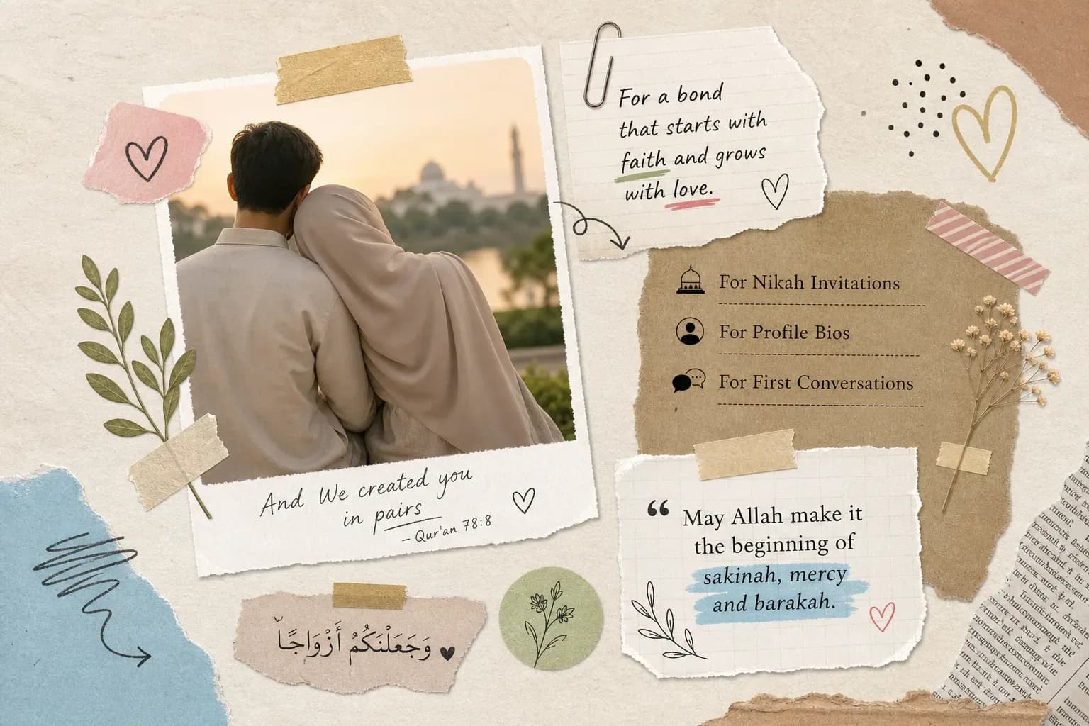 Islamic Quotes for Nikah Invitations, Profile Bios and First Conversations